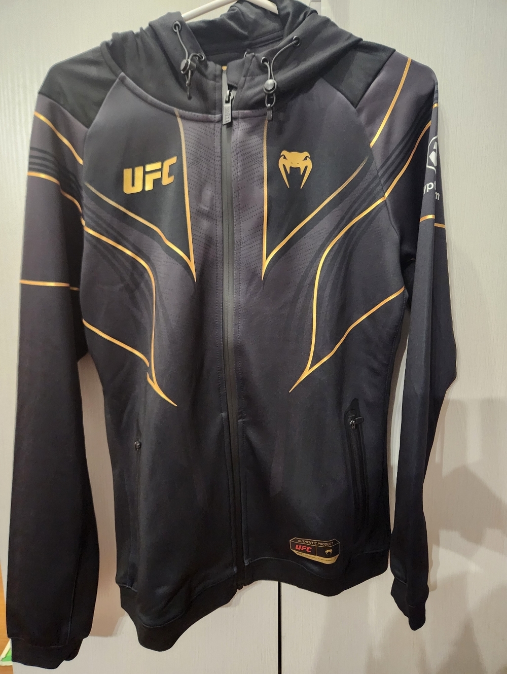 UFC Black and Gold Hooded Lightweight Jacket